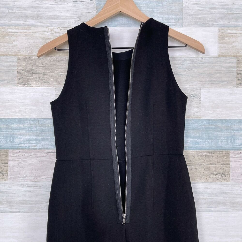 LOFT Ponte Pocketed Sheath Dress Black Exposed Zipper Stretch Womens 0P 0 Petite - Picture 5 of 8